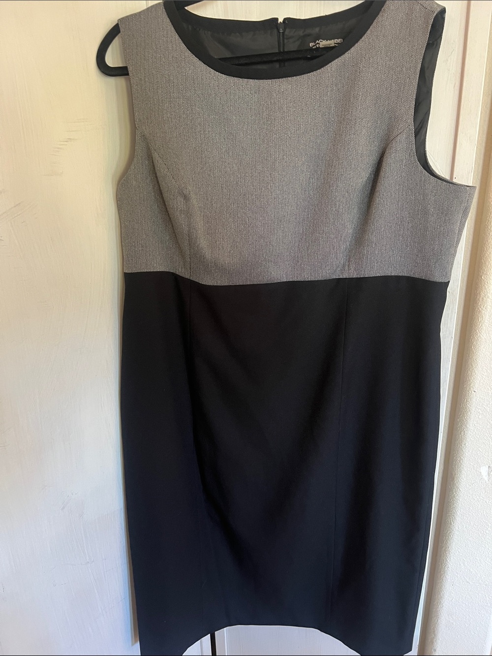 Black label Evan Picone Sleeveless Two-Tone Gray and Black Sheath Dress sz 18
